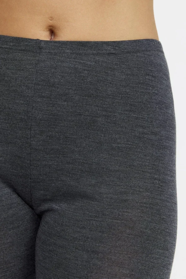 Leggings i merinoull /siden Wilma - Dark grey melange