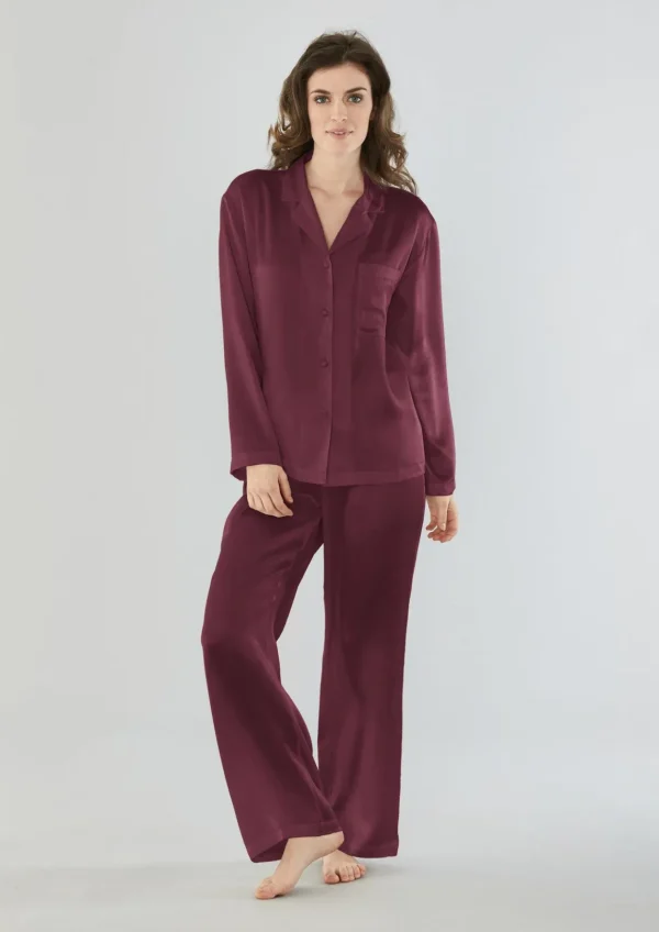 Sidenpyjamas - Burgundy