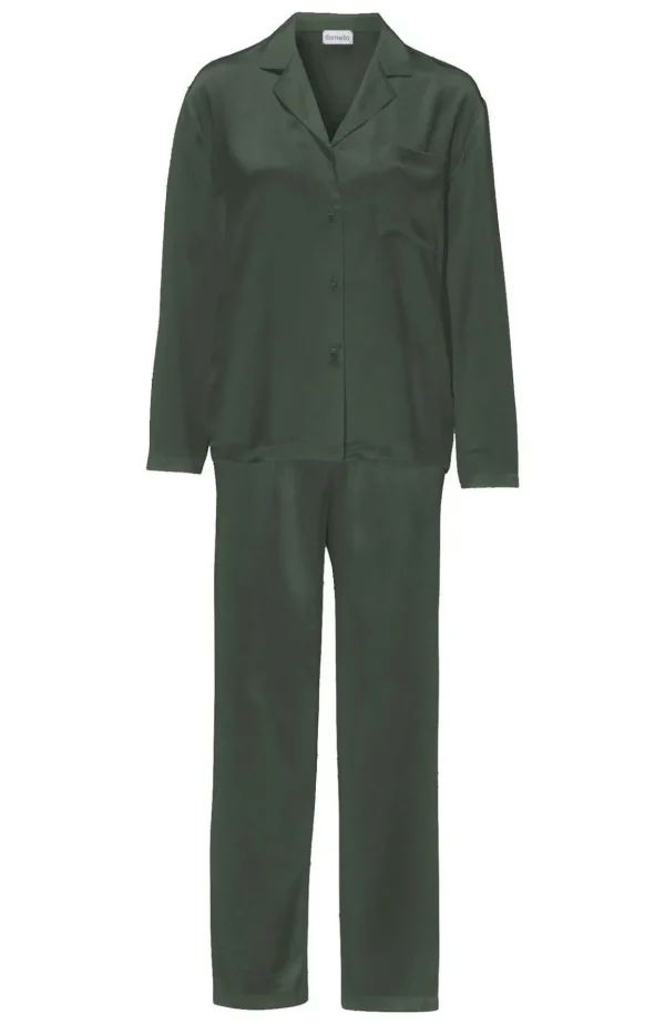 Sidenpyjamas - Dark olive